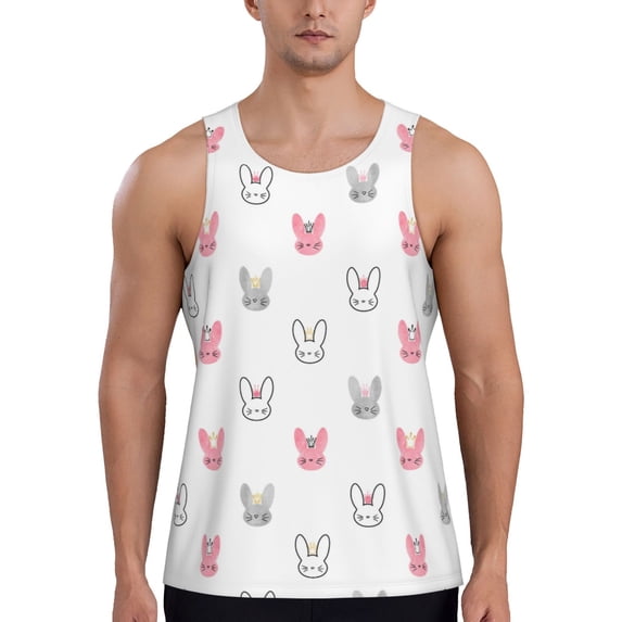 Xecao Girl Rabbit Men's Tank Top Workout Quick Dry Sleeveless Gym Jogging Muscle Shirts Summer Swim Beach Tops