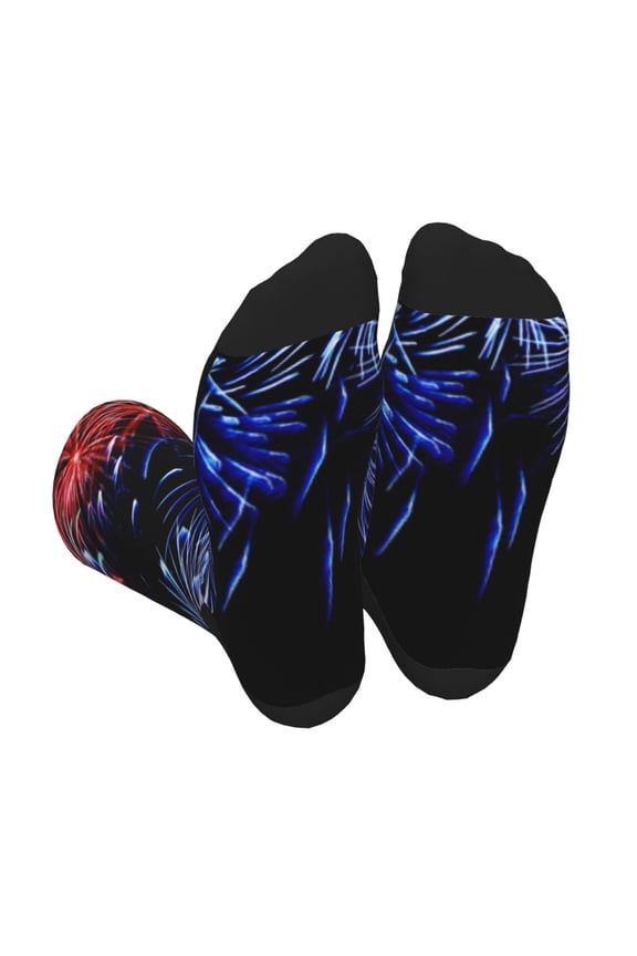 Glasses And Fireworks Print Crew Socks for Men and Women, Men's Soft Moisture-wicking Sock