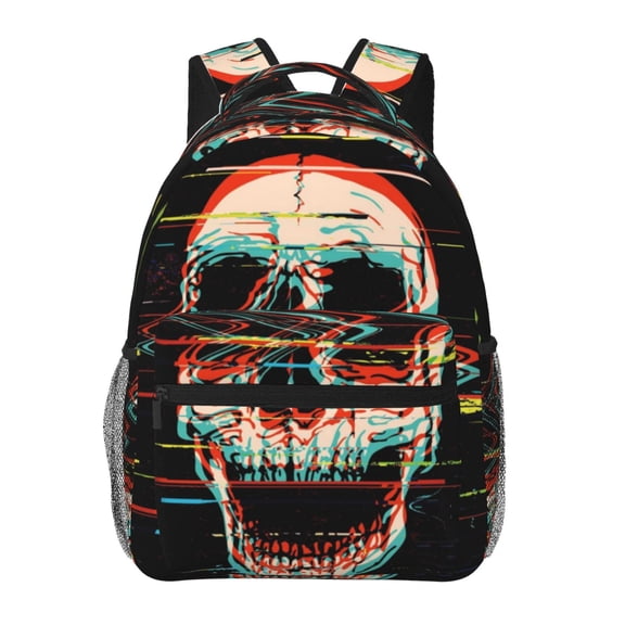 Xecao Glitch Screaming Skull Backpack, a stylish and functional choice for both men and women, is the perfect basic bookbag for college, work, or travel