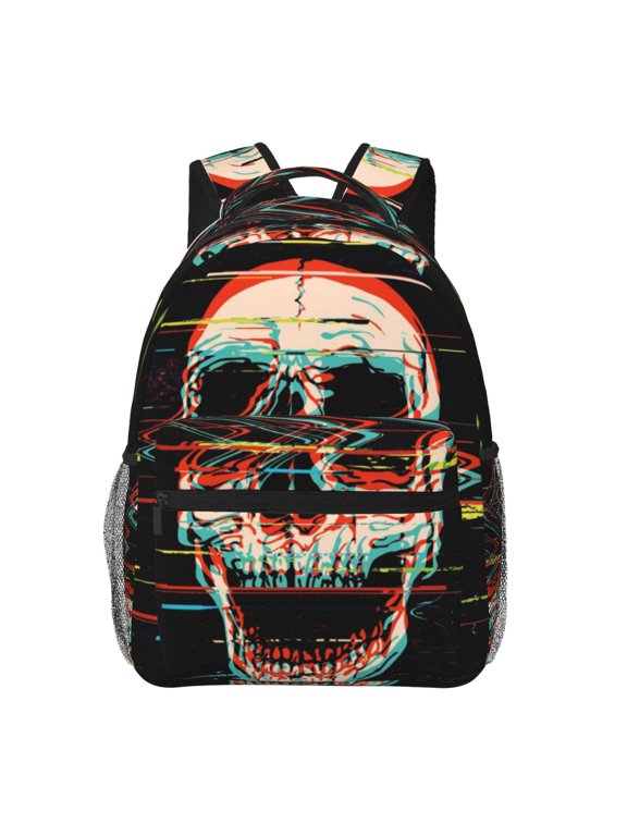 Glitch Screaming Skull Backpack, a stylish and functional choice for both men and women, is the perfect basic bookbag for college, work, or travel