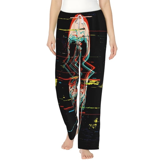 Xecao Glitch Screaming Skull Women's Straight Lounge Pajama Pants: The Epitome of Relaxed Sleepwear