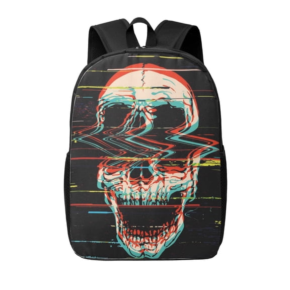 Xecao Glitch Screaming Skull print Travel Backpack, Large Computer Backpack for Men Women, College School Rucksack Book Bag