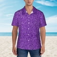 thumbnail image 1 of Xecao Glitter Purple print Hawaiian shirt - a stylish short-sleeve button-down for men, perfect for casual beach and tropical outings., 1 of 1