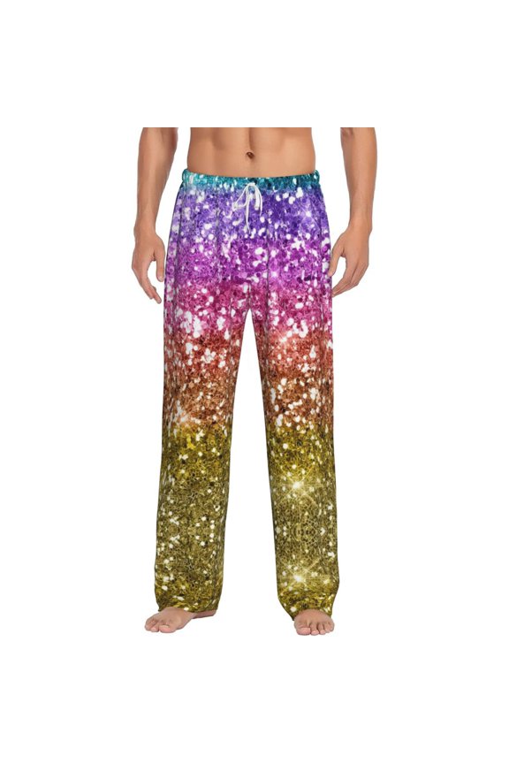 Glitter Rainbow Men's Straight Lounge Pajama Pants: The Ultimate in Comfortable Sleepwear