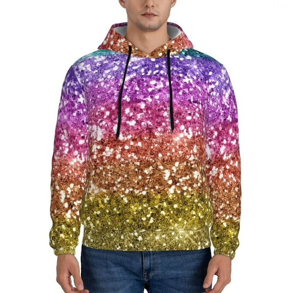 Xecao Glitter Rainbow Pattern Men's Adult Pullover Hoodie,Hooded Sweatshirt-3X-Large