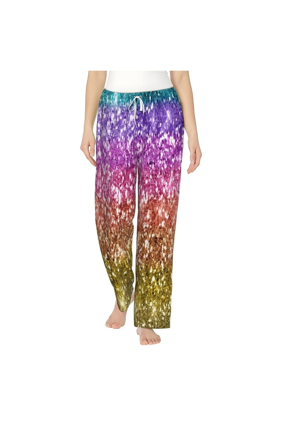 Glitter Rainbow Women's Straight Lounge Pajama Pants: The Epitome of Relaxed Sleepwear