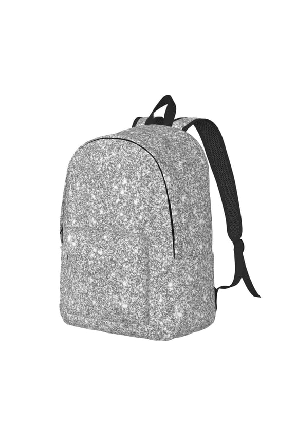 GlitterSilver Canvas College Laptop Backpack, a durable rucksack designed for both men and women, ideal for travel, school, and daily use-Small