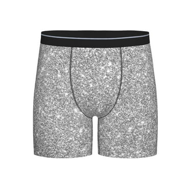 Xecao GlitterSilver Print Boxer Briefs for Men's Stretch Moisture-Wicking Underwear, Mid-Rise Classics breathable fabric