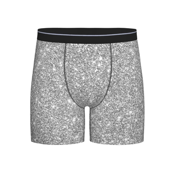Xecao GlitterSilver Print Boxer Briefs for Men's Stretch Moisture-Wicking Underwear, Mid-Rise Classics breathable fabric