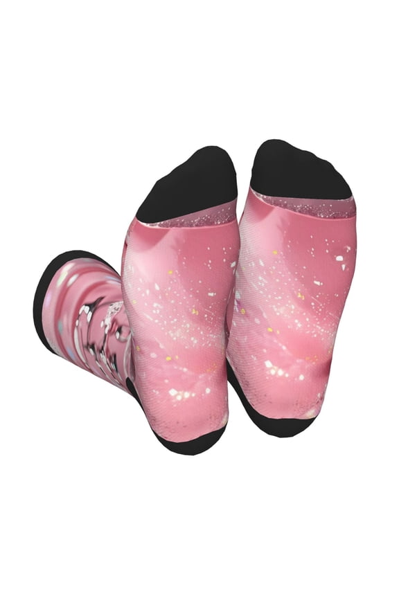 Glittering Pink Bathtub Print Crew Socks for Men and Women, Men's Soft Moisture-wicking Sock