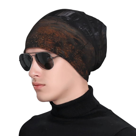 Xecao Gloomy Mansion Forest Scene Print Beanie Knitted Hat for Men Women, Winter Fashion Knit Cuffed Caps Unisex