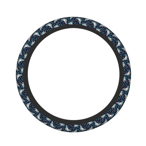 Xecao Glowing Butterfly patten Stretch Elastic Steering Wheel Cover, fits all vehicles, 15-inch diameter