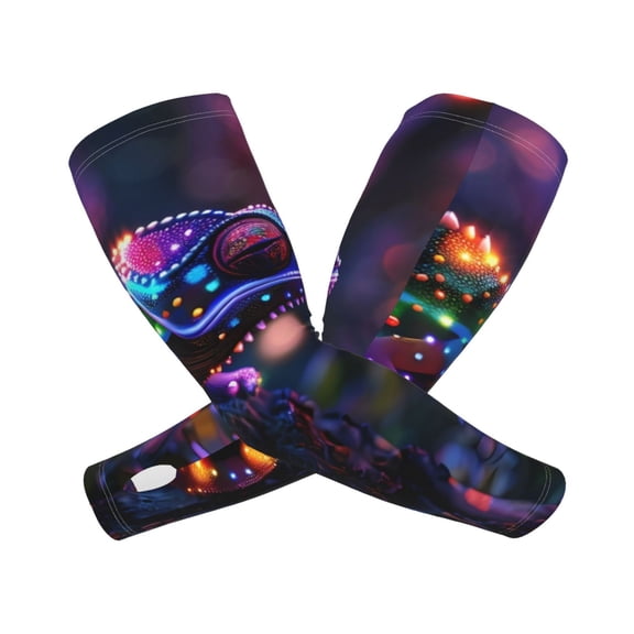 Xecao Glowing Chameleon Fantasy Art Print Cooling Arm Sleeves, UPF 50 UV Sun Protection Sports Compression ,Tattoo Cover Up ,Sports Sleeve for Basketball Golf Football