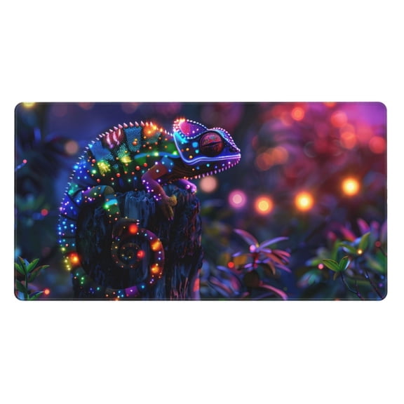 Xecao Glowing Chameleon Fantasy Art for Waterproof Mouse Pad - Extended Contour Mouse Mat, Large Gaming Mousepad Laptop Keyboard Mat with Non-Slip Rubber Base