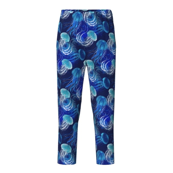 Xecao Glowing Jellyfish Pattern Print Teenagers' Pajama Pants Long Sleep Pants Soft Elastic Waist Pajama Bottoms Elastic waist with 2 Pockets 5-16 Years-XS(5-6)