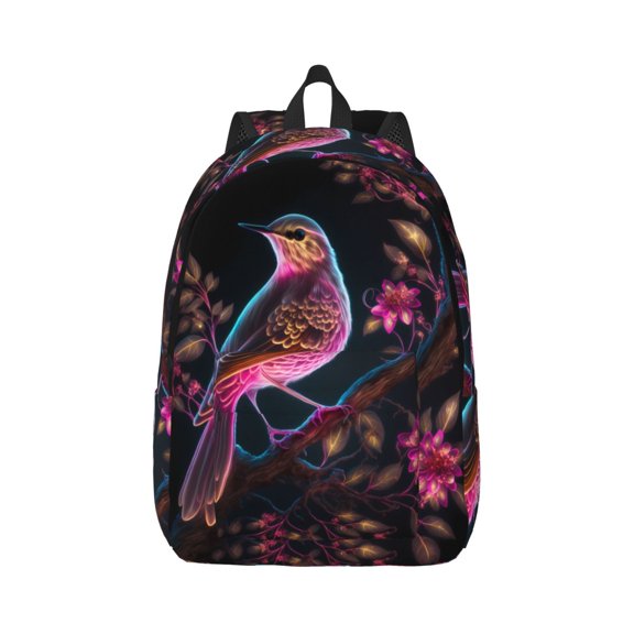 Xecao Glowing Leaf Bird for Canvas College Laptop Backpack, Durable Rucksack Travel Notebook Bag School Backpack Book Bag for Men Women
