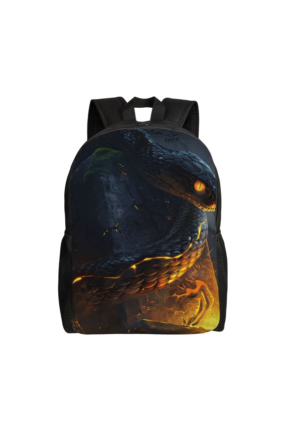 Glowing Snake Dark Forest Print School Backpack with Laptop Compartment Small Travel Laptop Backpack for Women Men Waterproof College Backpack Simple School Bag