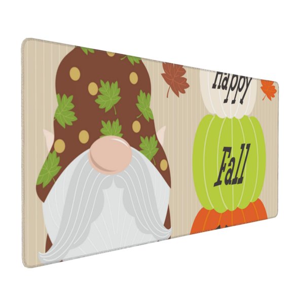 Xecao Gnome Happy Fall Print Large Mouse Pad, 16x35.5in Mousepad, Professional Non-Slip Rubber Base Big Mouse Pad, Mouse Pad for Gaming & Office Full Desk Mouse Pad