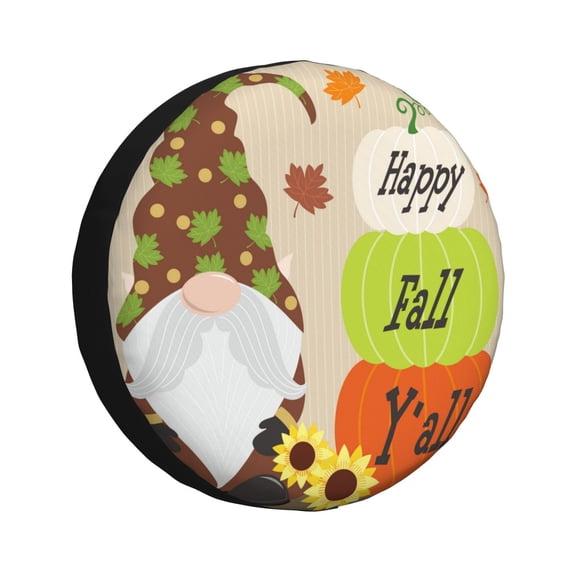 Xecao Gnome Happy Fall for Tire Covers,Wheel Tire Cover Waterproof, Dust-Proof, And Universally Fitting for Cars,Trailers, SUVs-14 inch