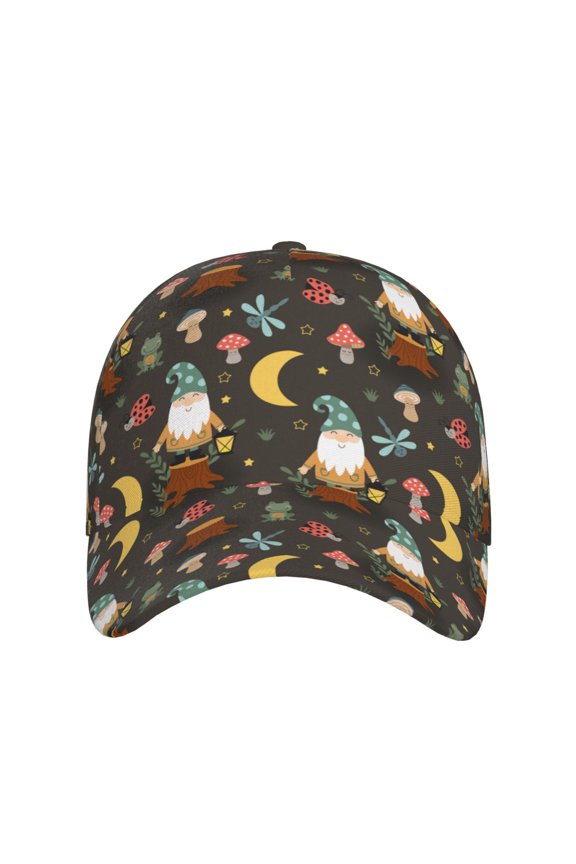 Gnome Insect Frog for Baseball Cap: Unisex, crafted from classic polyester twill fabric, featuring a soft unconstructed design