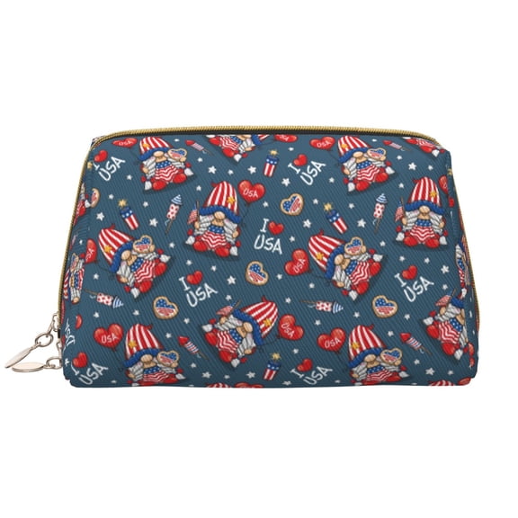 Xecao Gnome Love USA Print Fashion Makeup PVC Bag Large Capacity Travel Cosmetic Bag for Women Organizer Toiletry Clutch