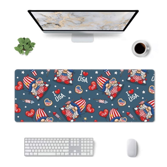 Xecao Gnome Love USA for Mouse Pad - Waterproof Extended Contour Mouse Mat, Large Gaming Mousepad Laptop Keyboard Mat with Non-Slip Rubber Base