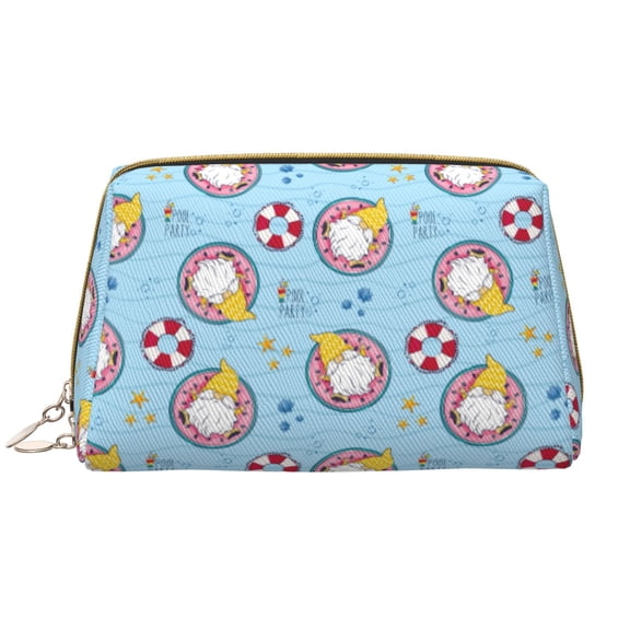Xecao Gnome Pool Party Print Fashion Makeup PVC Bag Large Capacity Travel Cosmetic Bag for Women Organizer Toiletry Clutch