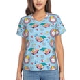 thumbnail image 1 of Xecao Gnome Pool Party for Women's V-Neck T-Shirts-Elegant Half-Sleeve Tops Perfect for Summer-Small, 1 of 5