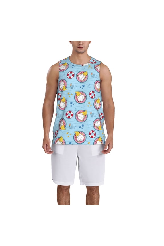 Gnome Pool Party print basketball shirt for both men and women, a unisex basketball jersey perfect for theme parties-Large