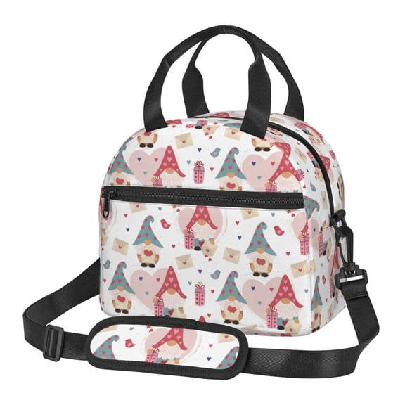 Xecao Gnome With Love Letter Print Insulated Lunch Box, Lunch Cags Lunch Bag Featuring An Adjustable Shoulder Strap
