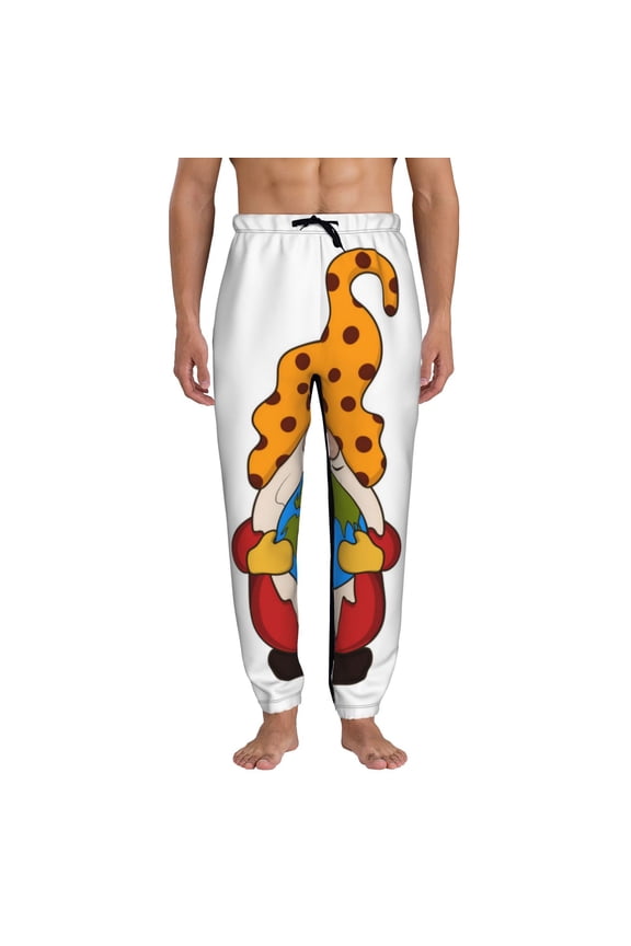 Gnomes Are Holding School Supplies Print Active Tech Joggers for Men, Mens Sweatpants Lounge Pants with Pockets-Small