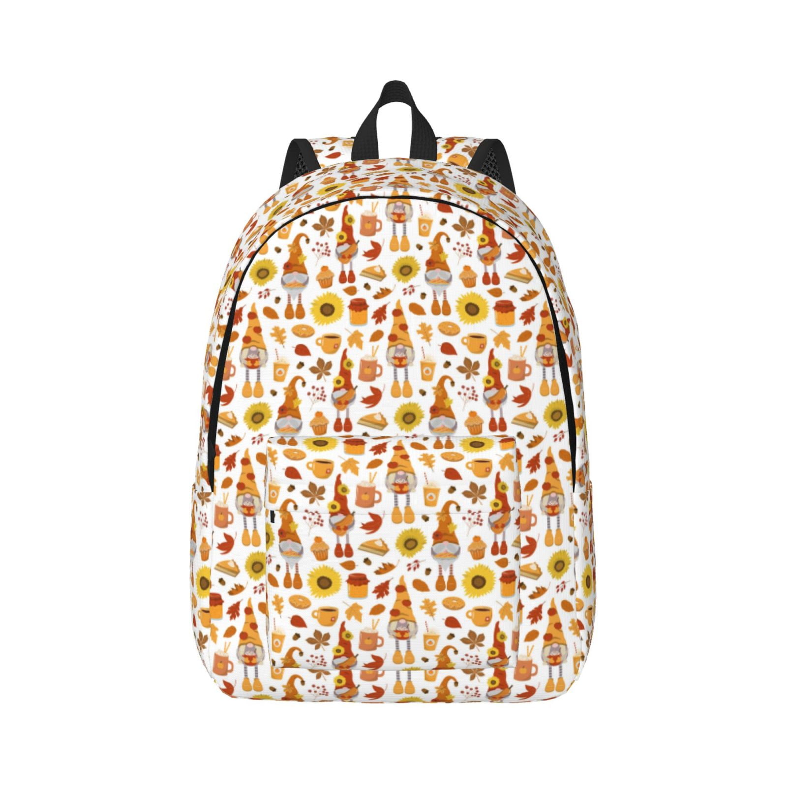 Xecao Gnomes Autumn Harvest for Canvas College Laptop Backpack, Durable Rucksack Travel Notebook Bag School Backpack Book Bag for Men Women