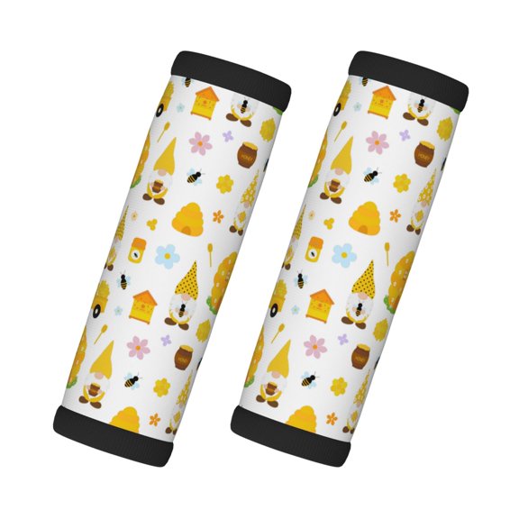 Xecao Gnomes Bees Print 2 Pack Luggage Handles Wrap Grips Identifiers Bright Luggage Markers, Unique Travel Essentials,Bright Luggage Markers