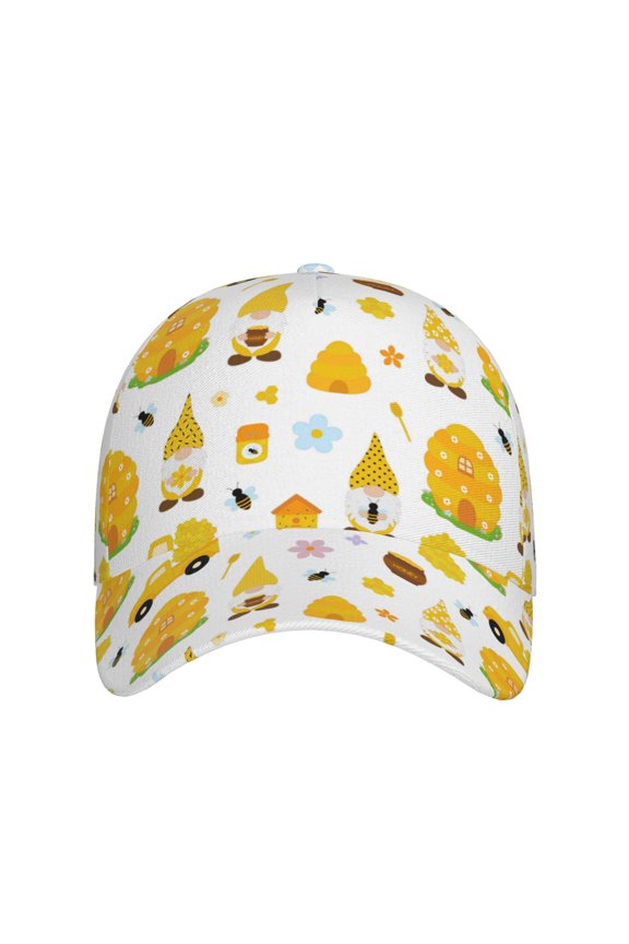 Gnomes Bees for Baseball Cap: Unisex, crafted from classic polyester twill fabric, featuring a soft unconstructed design