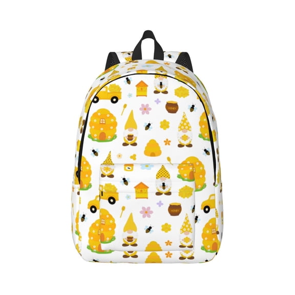 Xecao Gnomes Bees for Canvas College Laptop Backpack, Durable Rucksack Travel Notebook Bag School Backpack Book Bag for Men Women