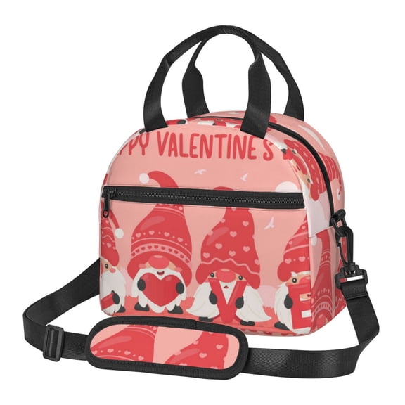 Xecao Gnomes Hold The Letters LOVE Print Insulated Lunch Box, Lunch Cags Lunch Bag Featuring An Adjustable Shoulder Strap