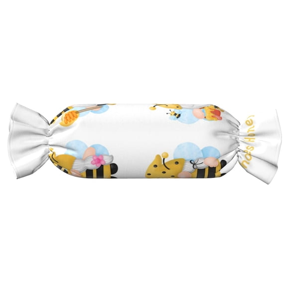 Xecao Gnomes Honey Bee Print+Candy-Inspired Plush Pillow for Men Women Suitable for Beds, Sofas, Game Rooms Drawstring Closure