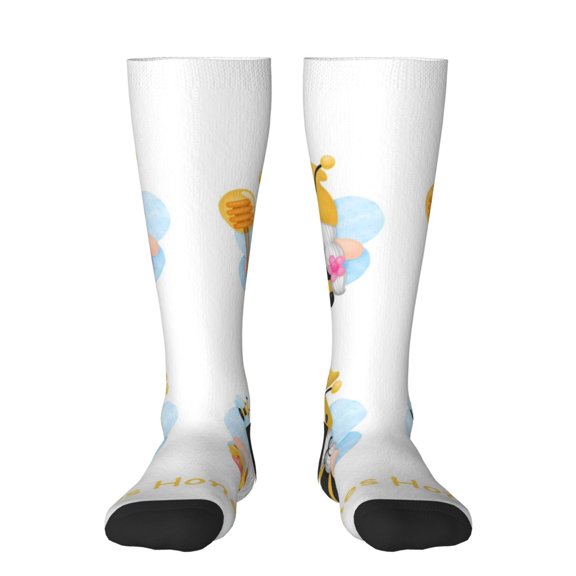 Xecao Gnomes Honey Bee Print Compression Socks for Both Men And Women for Running, Travel, Flight, Nurse