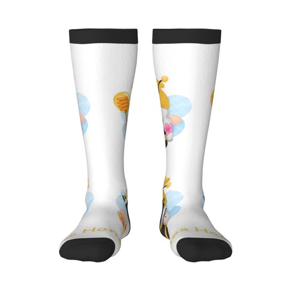 Xecao Gnomes Honey Bee Print Compression Socks for Both Men And Women for Running, Travel, Flight, Nurse