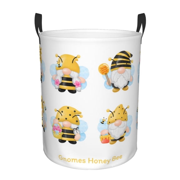 Xecao Gnomes Honey Bee Print Laundry Basket,Laundry Hamper Designed for Storage Dirty Clothes Hamper,Collapsible Laundry Baskets-