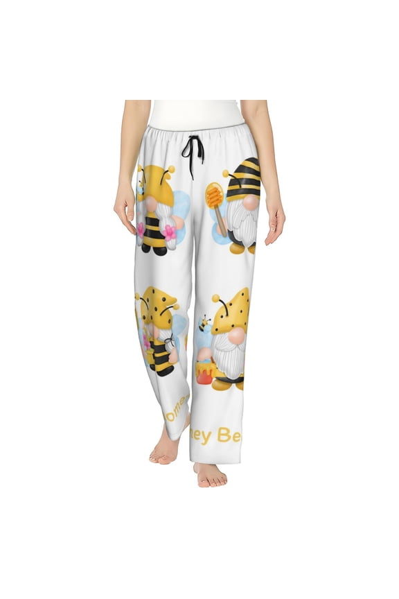 Gnomes Honey Bee Print Women's Straight Lounge Pajama Pants,The Epitome of Relaxed Sleepwear-Medium
