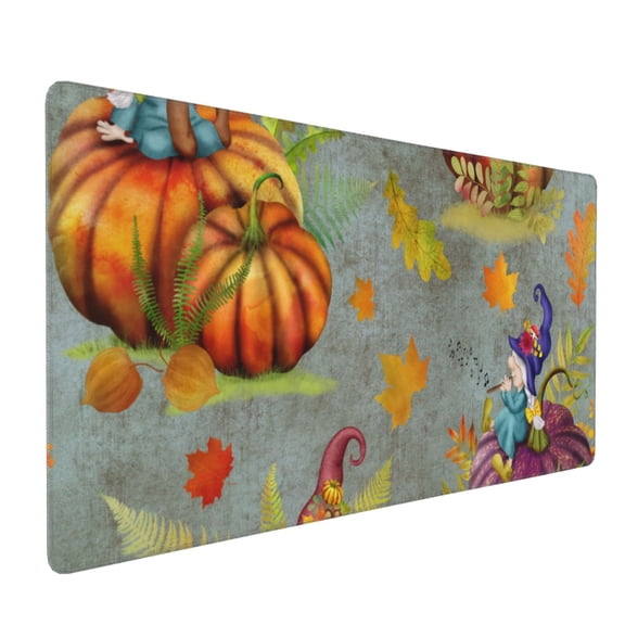 Xecao Gnomes With Pumpkins Print Large Mouse Pad, 16x35.5in Mousepad, Professional Non-Slip Rubber Base Big Mouse Pad, Mouse Pad for Gaming & Office Full Desk Mouse Pad