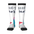 thumbnail image 1 of Xecao Gnomes Summer print thigh-high socks, crafted for both men and women with a stretchy, high-opaque design perfect for daily wear, 1 of 6