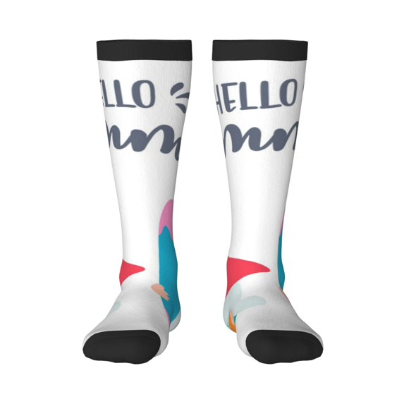 Xecao Gnomes Summer print thigh-high socks, crafted for both men and women with a stretchy, high-opaque design perfect for daily wear