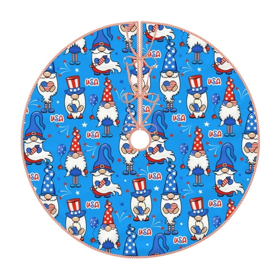 Xecao Gnomes in USA Pattern Christmas Tree Skirt Holiday Part Decorations for Christmas Tree, Farmhouse Christmas Decor Xmas Holiday Home Party Decorations-30"