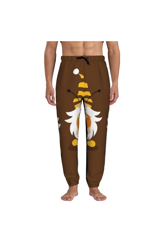 Gnomes With Honey Print Active Tech Joggers for Men, Mens Sweatpants Lounge Pants with Pockets-Medium
