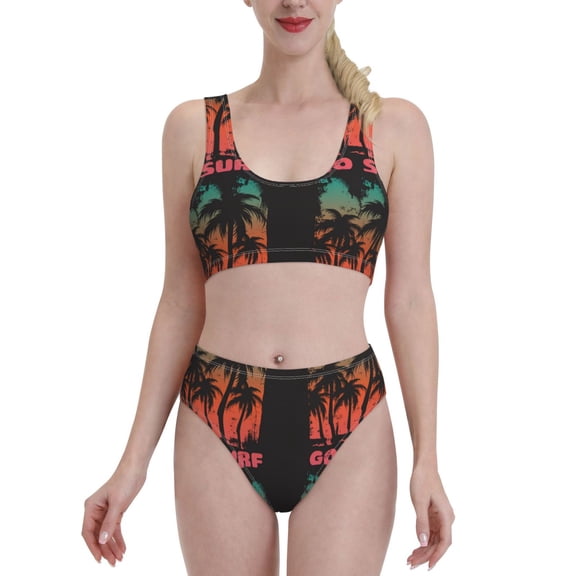 Xecao Go Surfer for Two-Piece Swimsuit for Women - a sporty, high-waisted bathing suit perfect for the beach, parties, or surfing adventures