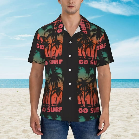 Xecao Go Surfer print Hawaiian shirt - a stylish short-sleeve button-down for men, perfect for casual beach and tropical outings.