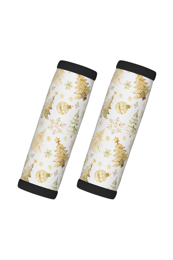 Gold Christmas Tree Print 2 Pack Luggage Handles Wrap Grips Identifiers Bright Luggage Markers, Unique Travel Essentials,Bright Luggage Markers