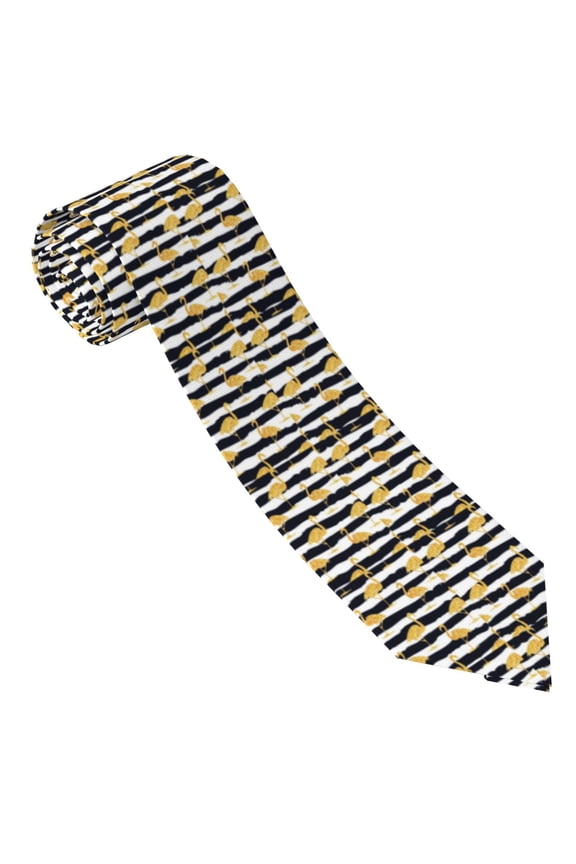 Gold Flamingo Print Tie For Men Necktie Woven Jacquard Neck Ties,Classic Men's Tie